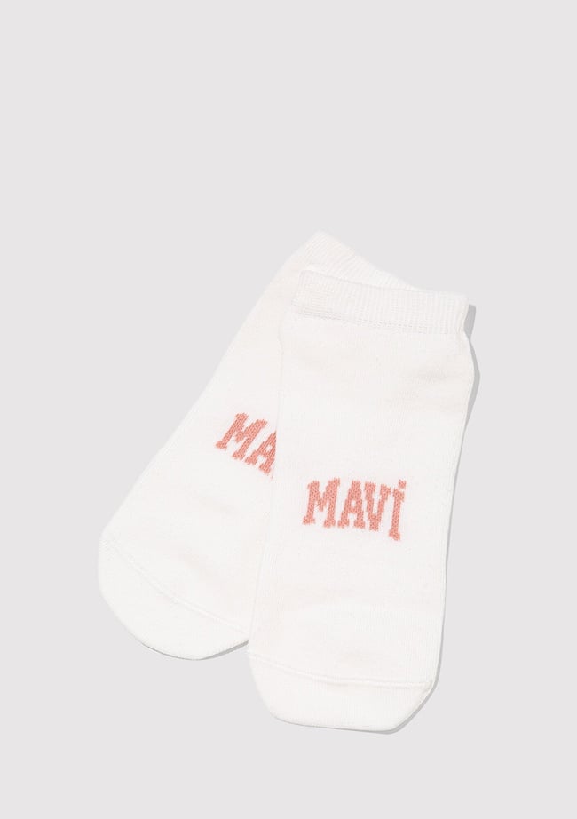  Mavi Mavi Logo Baskılı Beyaz Patik Çorap 1912784-620