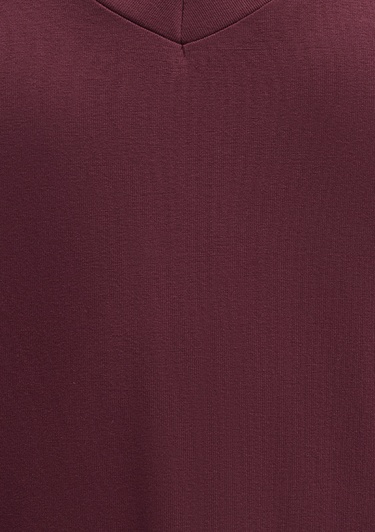  Mavi V Yaka Bordo Basic Viskoz Tişört Regular Fit / Normal Kesim 167714-70393