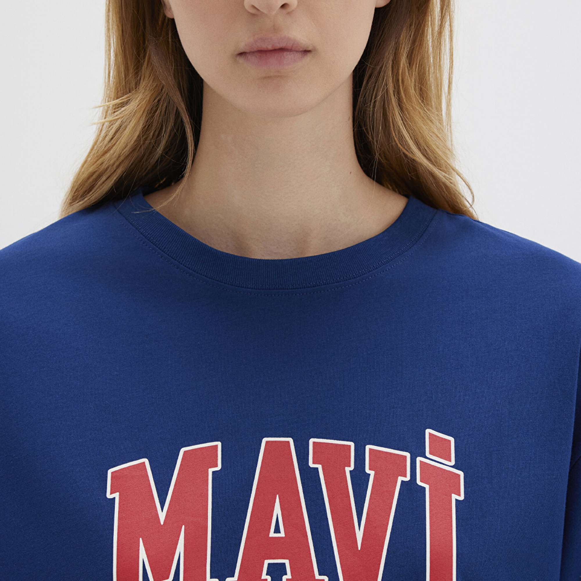 Mavi Mavi Logo Baskılı Lacivert Tişört Oversize / Geniş Kesim 1600843-82625