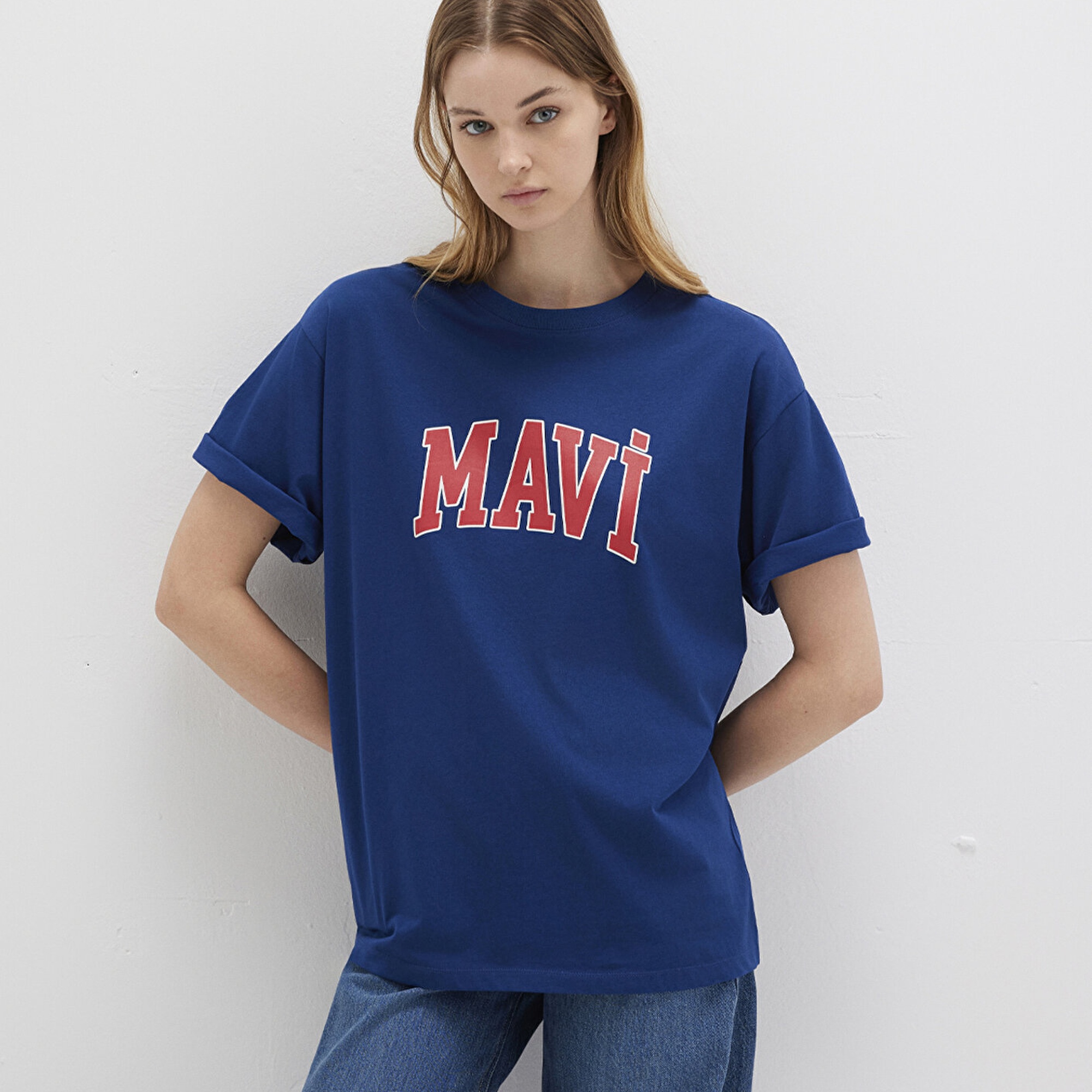 Mavi Mavi Logo Baskılı Lacivert Tişört Oversize / Geniş Kesim 1600843-82625