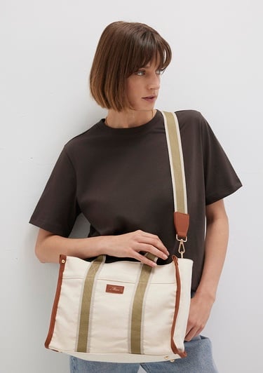  Mavi Ekru Tote Çanta 1912165-34523