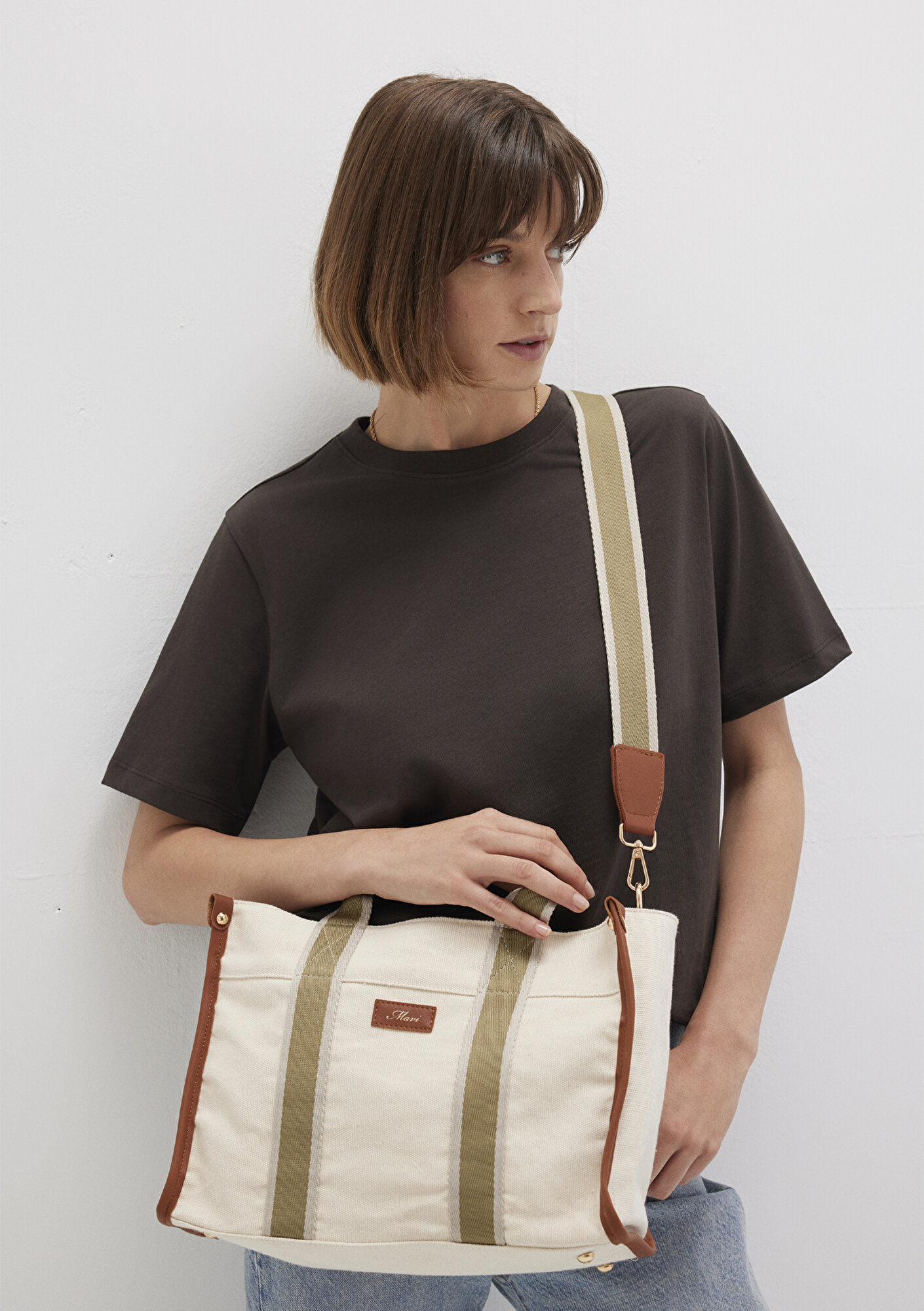  Mavi Ekru Tote Çanta 1912165-34523