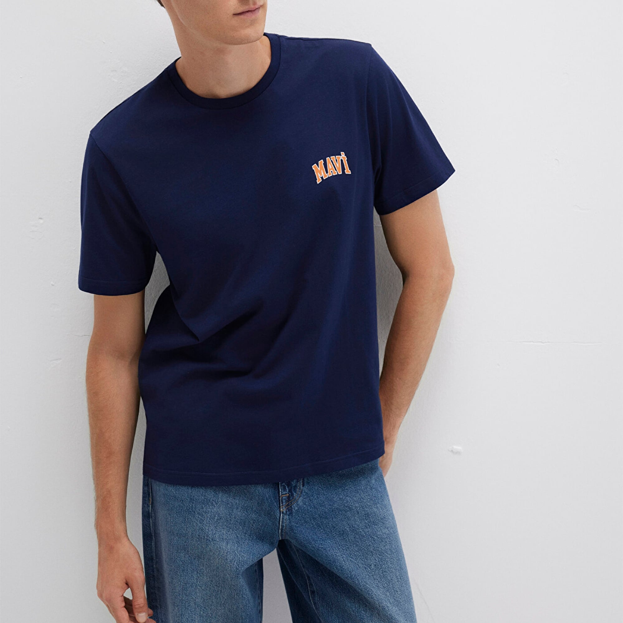 Mavi Mavi Logo Baskılı Lacivert Tişört Regular Fit / Normal Kesim 0611714-84371