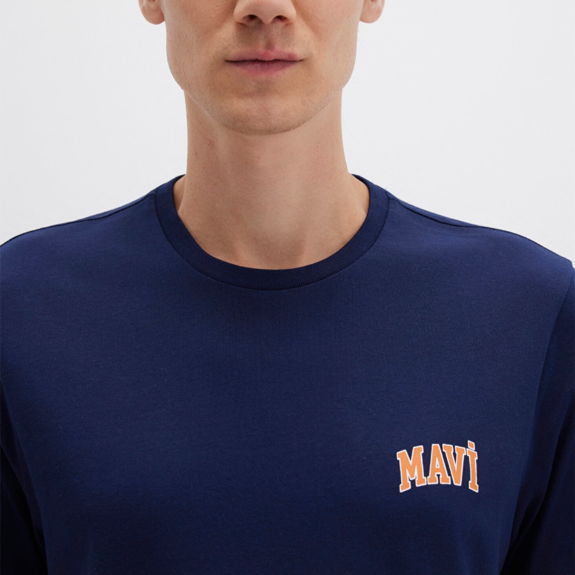 Mavi Mavi Logo Baskılı Lacivert Tişört Regular Fit / Normal Kesim 0611714-84371