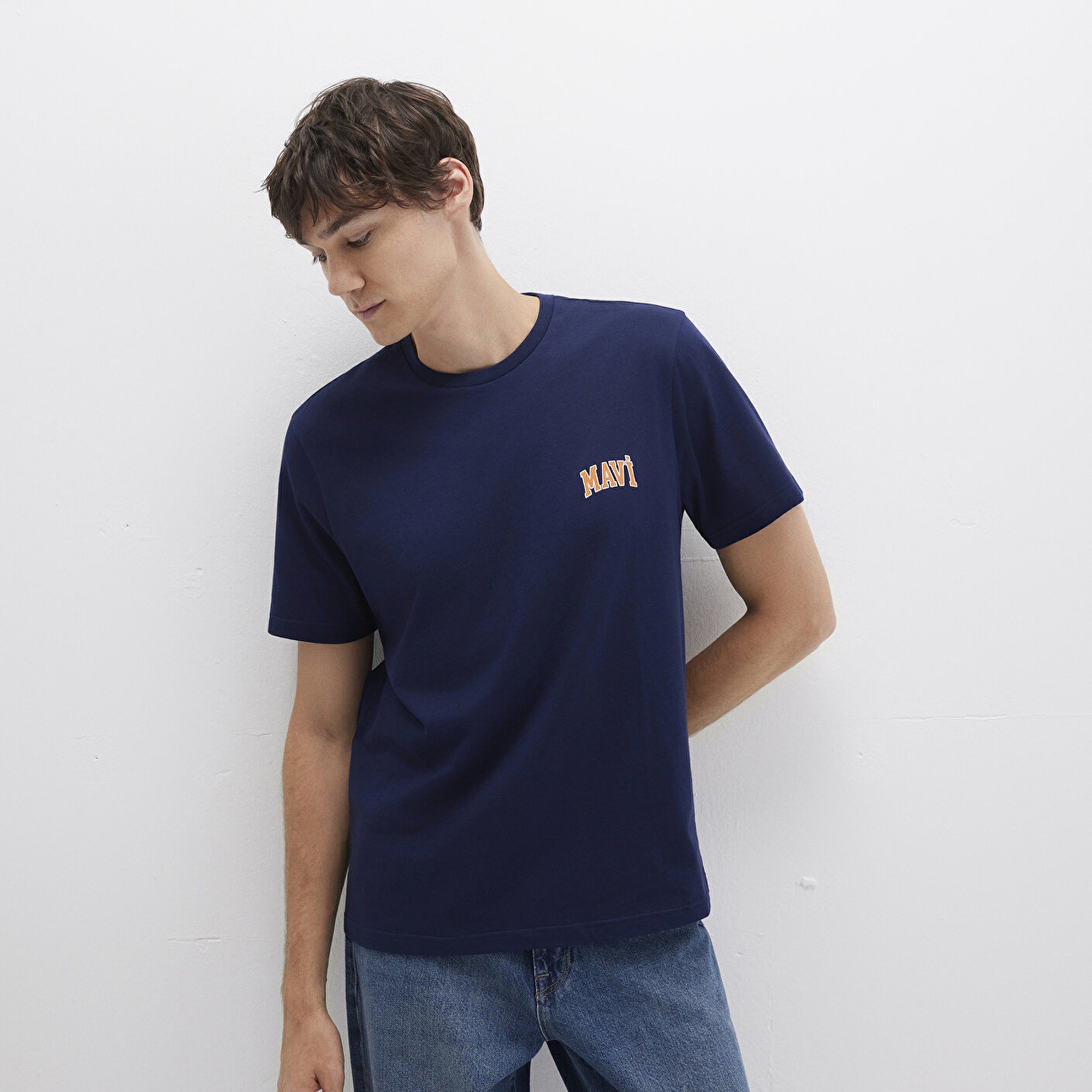 Mavi Mavi Logo Baskılı Lacivert Tişört Regular Fit / Normal Kesim 0611714-84371