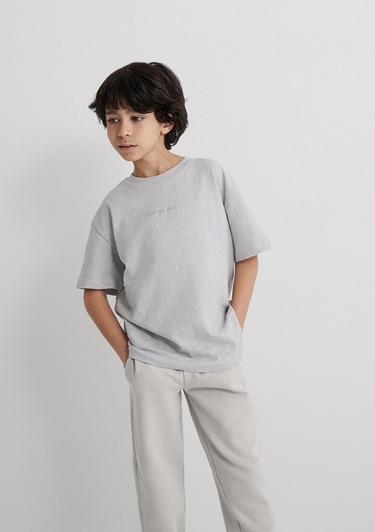  Mavi Organik Pamuklu Gri Basic Tişört Loose Fit / Bol Rahat Kesim 6610203-70075