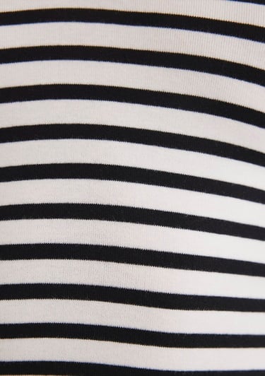  Mavi Uzun Kollu Çizgili Crop Basic Tişört Crop / Kısa Kesim 1613041-85586