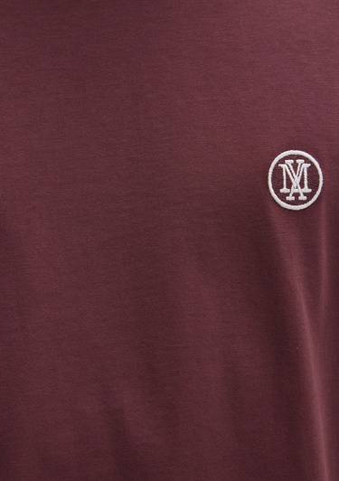  Mavi Mavi Logo İşlemeli Bordo Basic Tişört Loose Fit / Bol Rahat Kesim 067074-70396