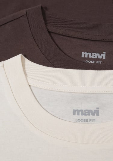  Mavi 2li Erkek Basic Tişört Loose Fit / Bol Rahat Kesim 0612317-70251