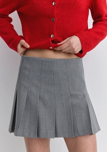  Mavi Pileli Gri Etek 1310622-88468