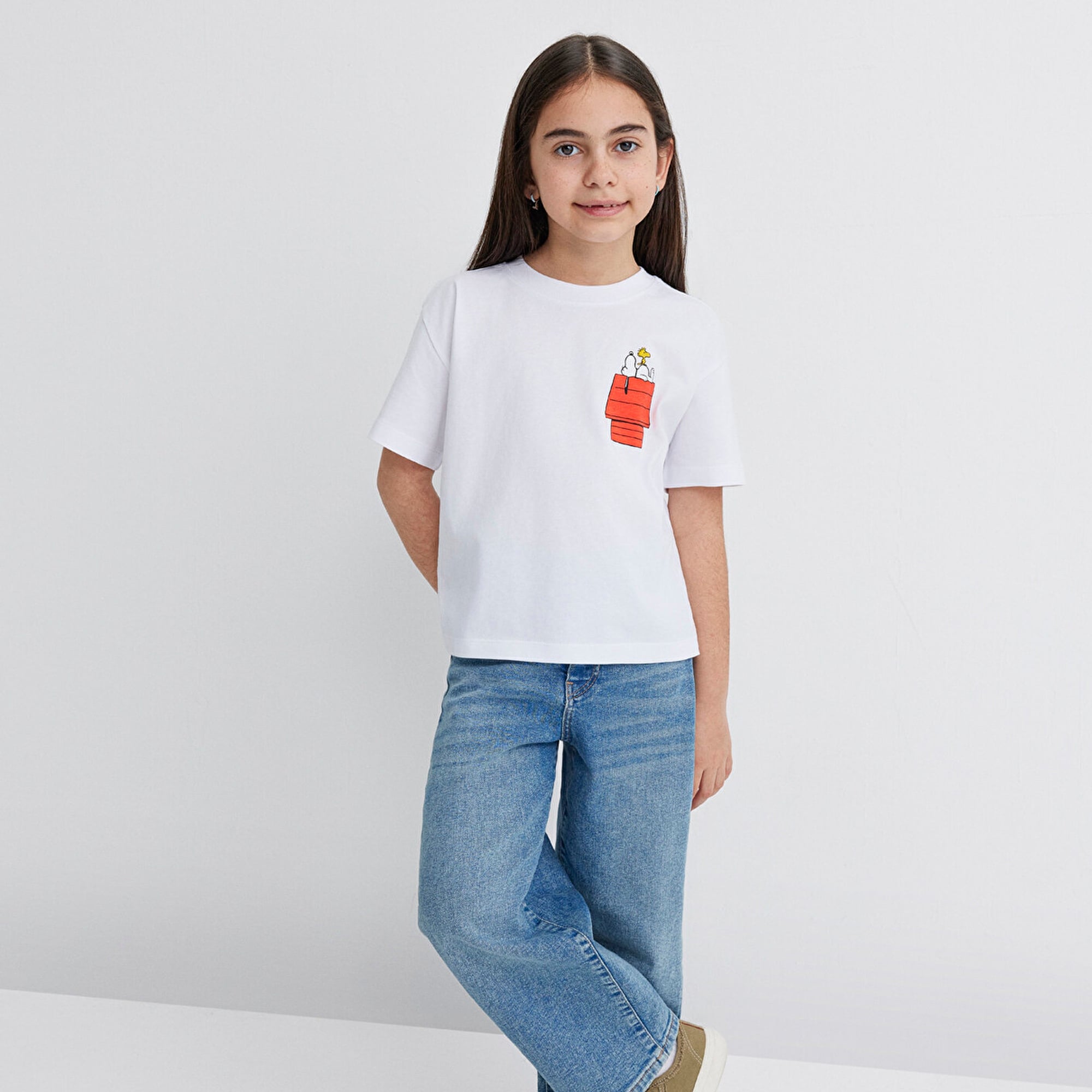 Mavi Peanuts Baskılı Beyaz Tişört Loose Fit / Bol Rahat Kesim 7610295-620