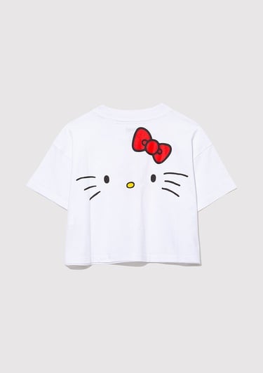  Mavi Hello Kitty Baskılı Beyaz Tişört Loose Fit / Bol Rahat Kesim 7610307-620