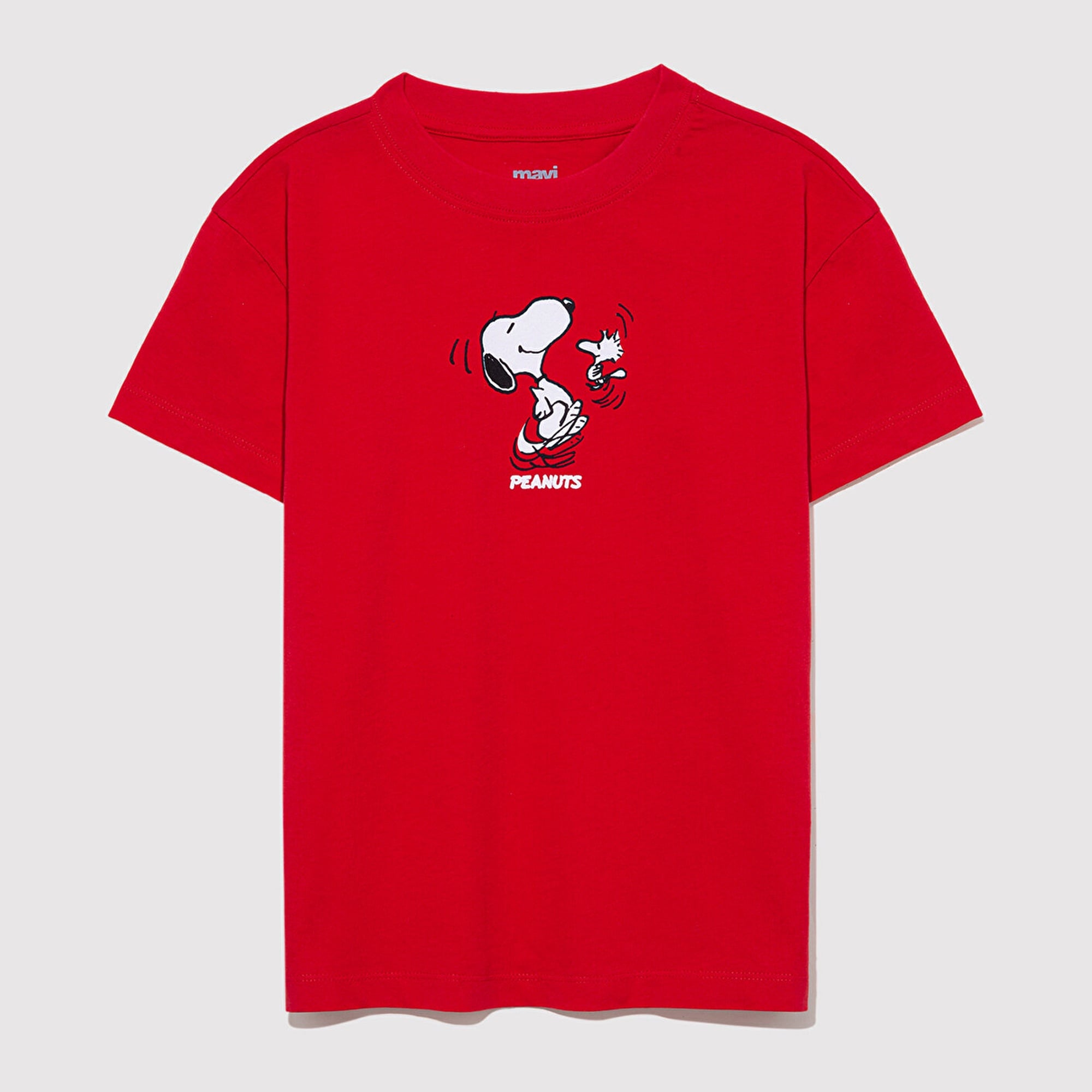 Mavi Peanuts Baskılı Kırmızı Tişört Loose Fit / Bol Rahat Kesim 7610320-70471