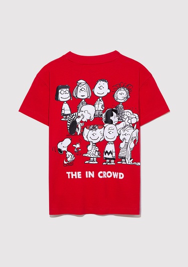  Mavi Peanuts Baskılı Kırmızı Tişört Loose Fit / Bol Rahat Kesim 7610320-70471