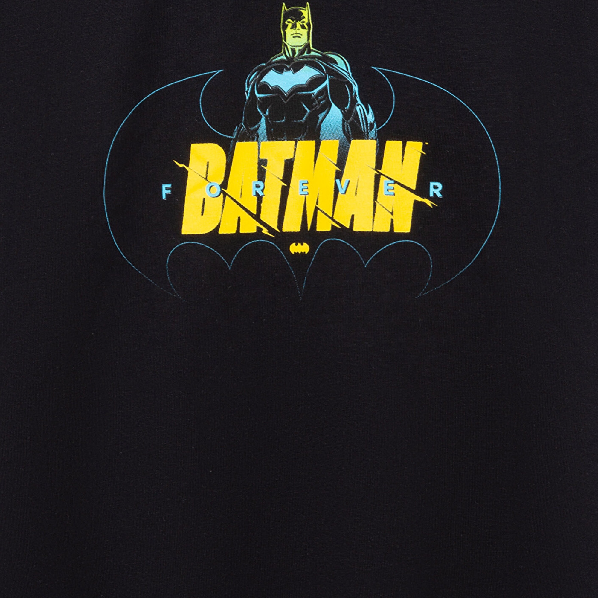 Mavi Batman Baskılı Siyah Tişört Loose Fit / Bol Rahat Kesim 6610294-900