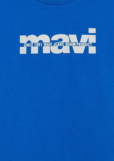  Mavi Mavi Logo Baskılı Mavi Tişört Regular Fit / Normal Kesim 6610286-82491
