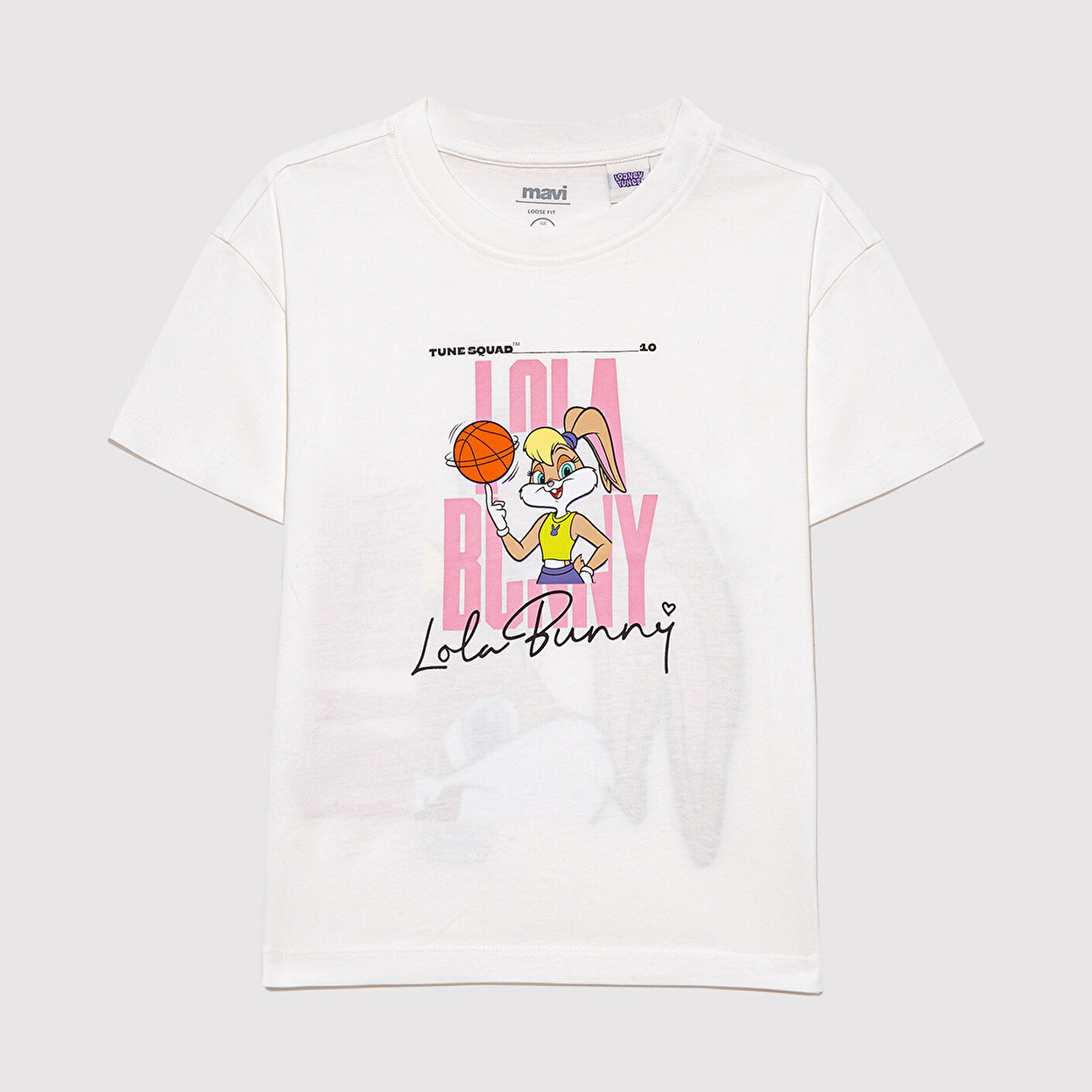 Mavi Lola Bunny Baskılı Ekru Tişört Loose Fit / Bol Rahat Kesim 7610289-70057