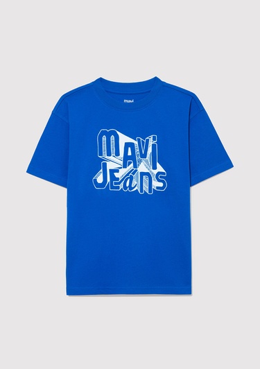  Mavi Mavi Jeans Baskılı Mavi Tişört Loose Fit / Bol Rahat Kesim 6610281-82491