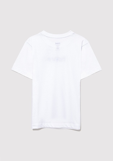  Mavi Hav Baskılı Beyaz Çocuk Tişört Regular Fit / Normal Kesim 6610350-620