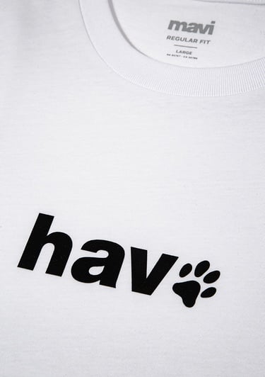  Mavi Hav Baskılı Beyaz Tişört Regular Fit / Normal Kesim 0612759-620