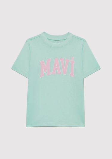  Mavi Mavi Logo Baskılı Yeşil Tişört Regular Fit / Normal Kesim 7610109-71643