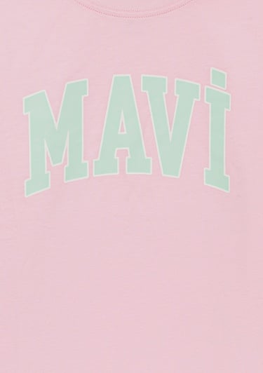  Mavi Mavi Logo Baskılı Pembe Tişört Regular Fit / Normal Kesim 7610109-86953