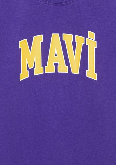  Mavi Mavi Logo Baskılı Mor Tişört Regular Fit / Normal Kesim 6610030-70692