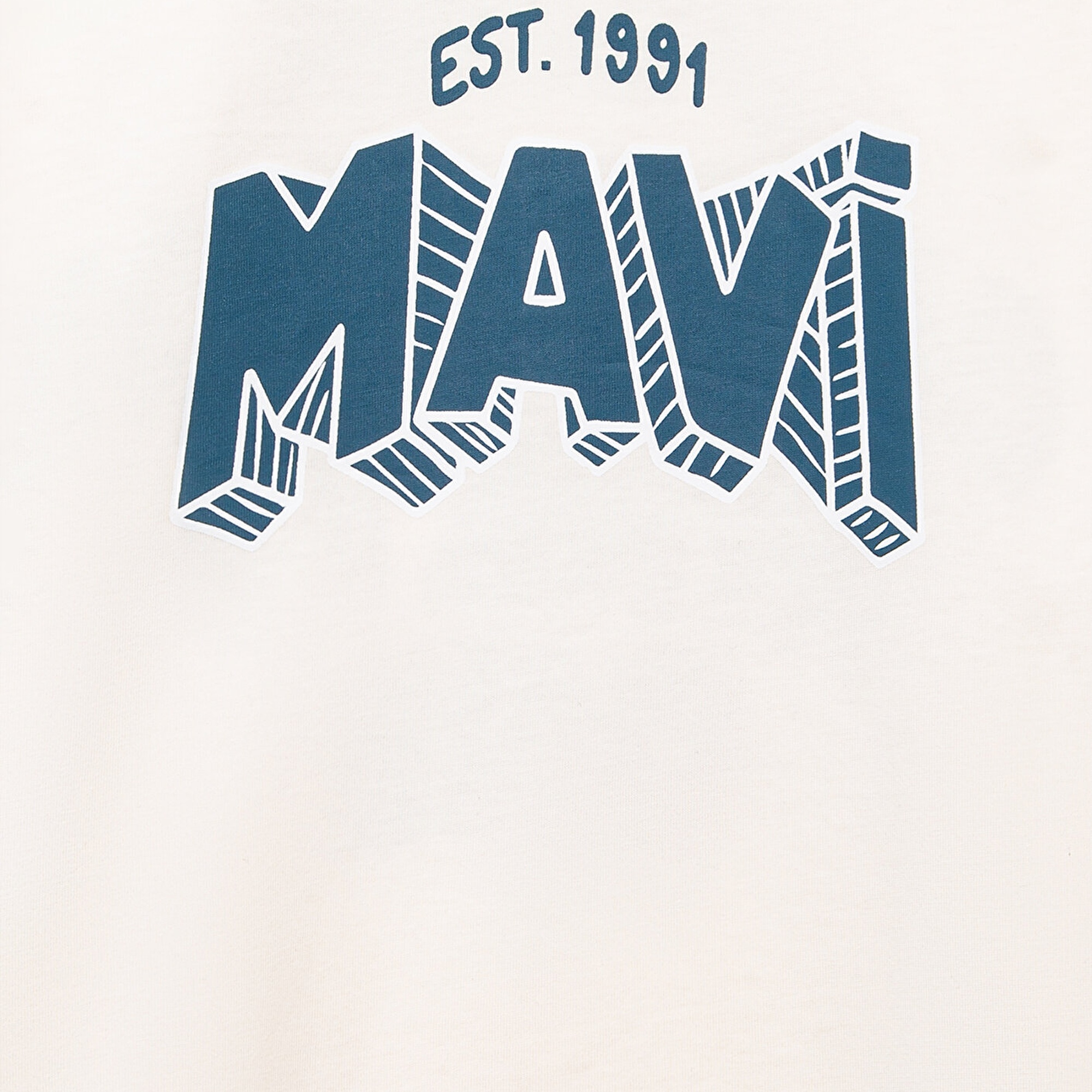 Mavi Mavi Baskılı Ekru Tişört Oversize / Geniş Kesim 6610339-70057