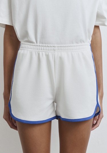  Mavi Biye Detaylı Ekru Şort 1410185-70057