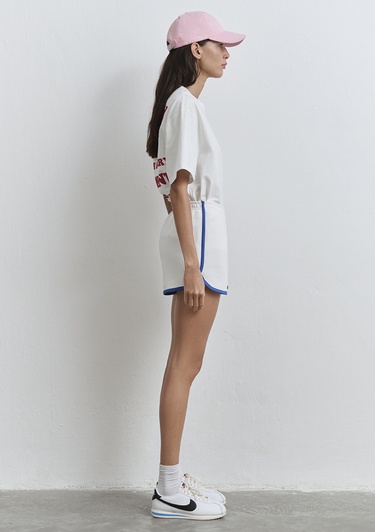  Mavi Biye Detaylı Ekru Şort 1410185-70057