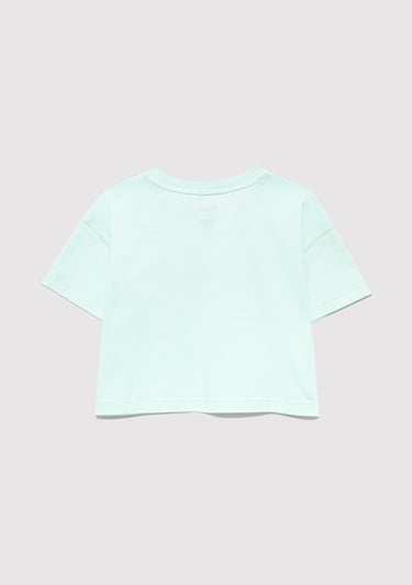 Mavi Mavi Logo Baskılı Yeşil Crop Tişört Loose Fit / Bol Rahat Kesim 7610181-71676