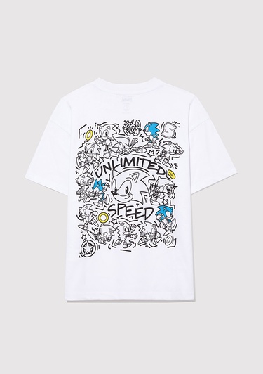  Mavi Sonic Baskılı Tişört Oversize / Geniş Kesim 6610306-620