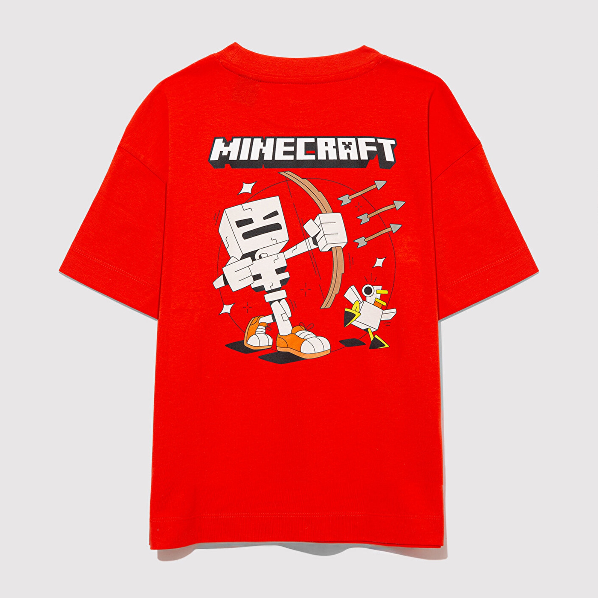 Mavi Minecraft Baskılı Kırmızı Tişört Oversize / Geniş Kesim 6610343-88523