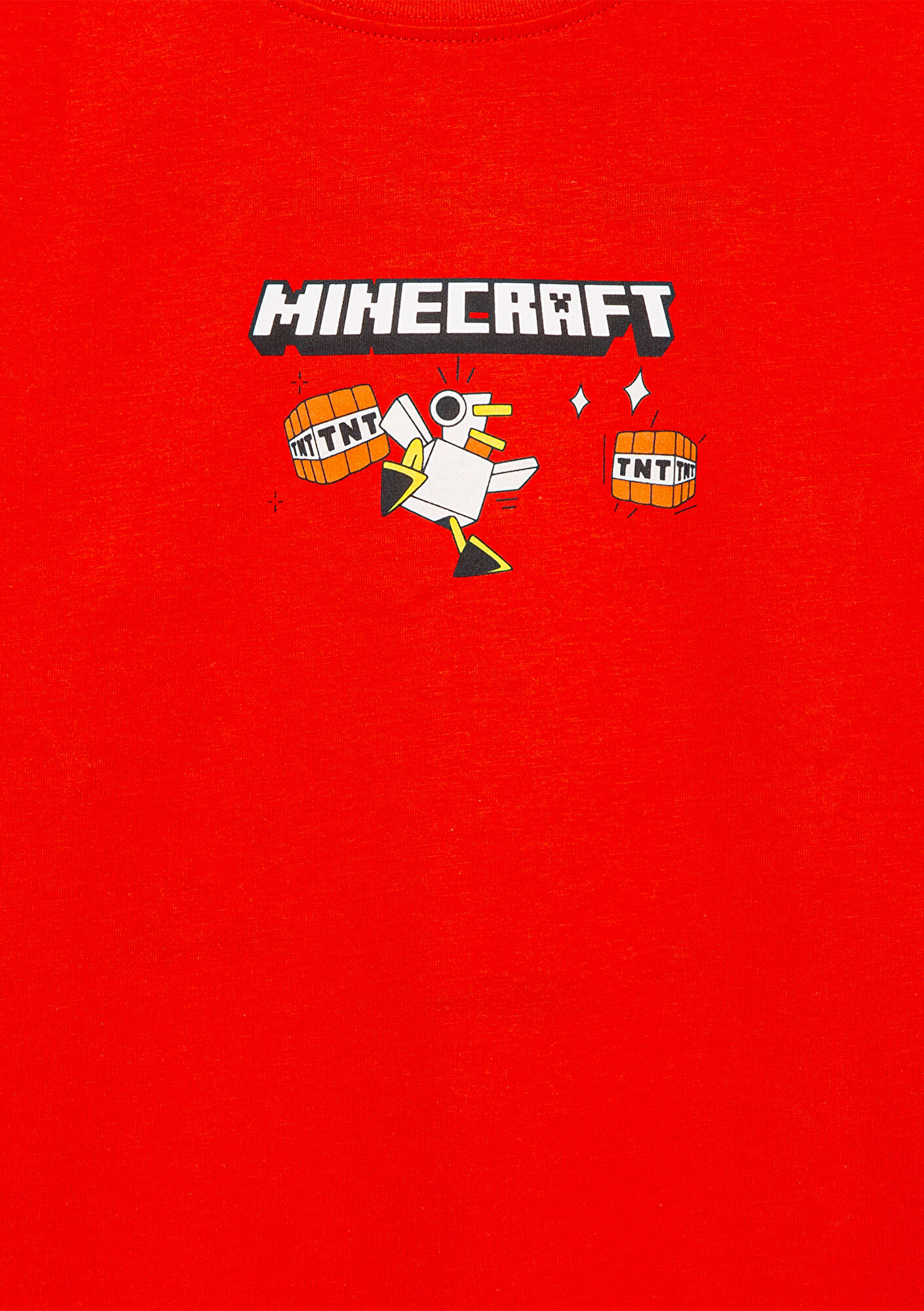 Mavi Minecraft Baskılı Kırmızı Tişört Oversize / Geniş Kesim 6610343-88523