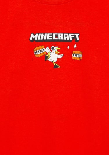  Mavi Minecraft Baskılı Kırmızı Tişört Oversize / Geniş Kesim 6610343-88523