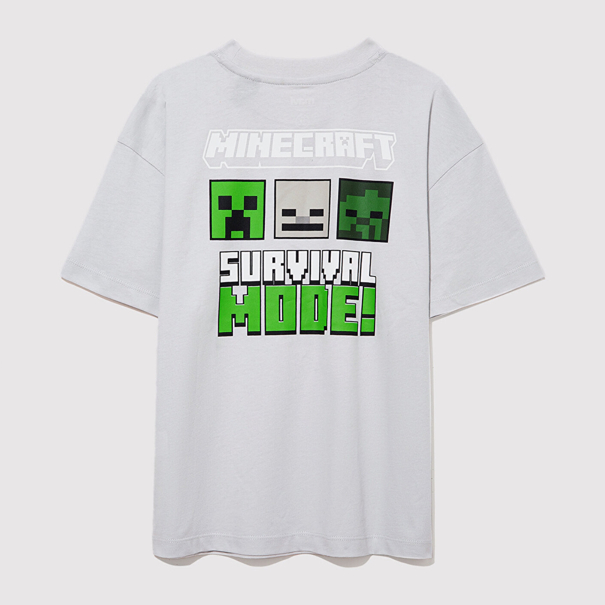 Mavi Minecraft Baskılı Gri Tişört Oversize / Geniş Kesim 6610344-80618