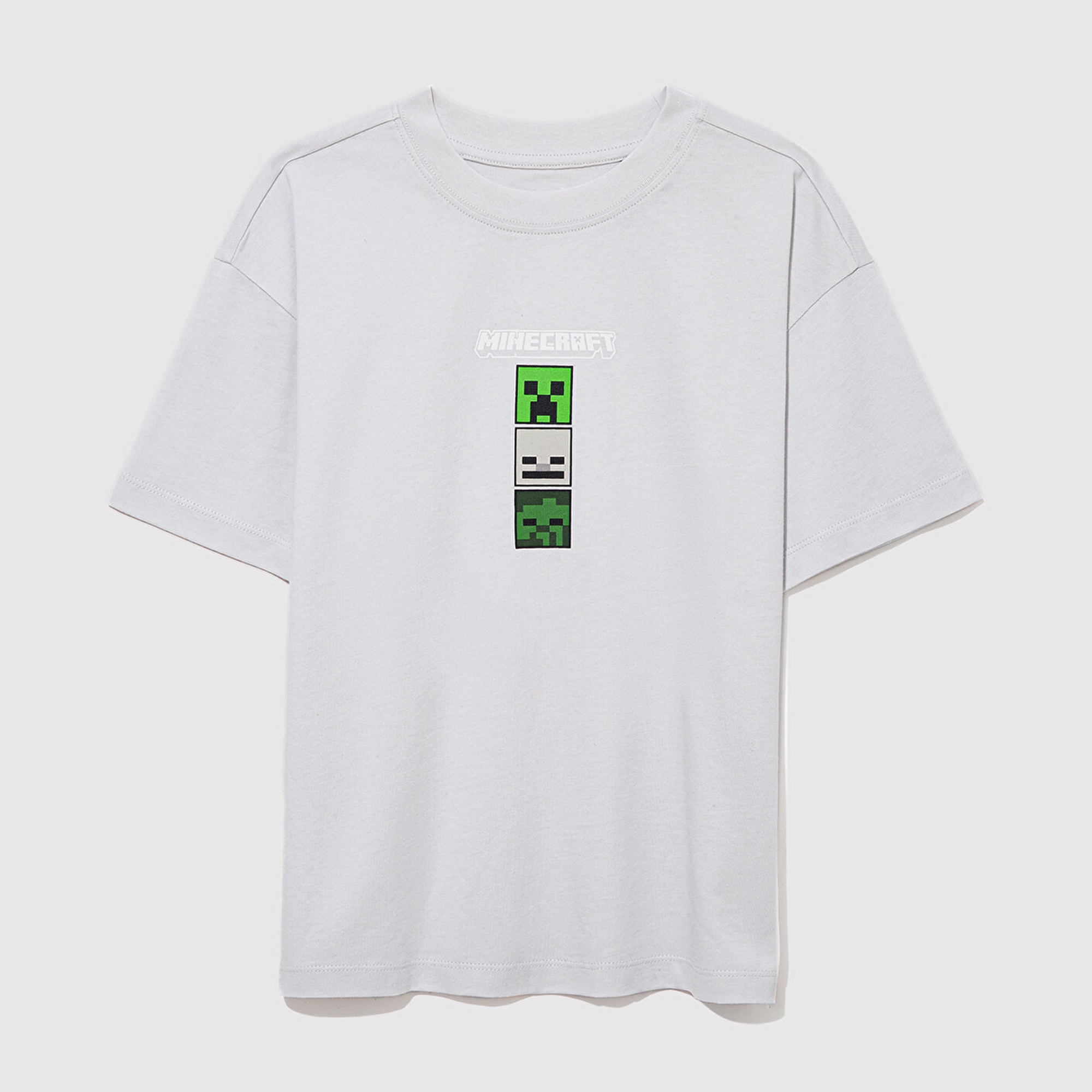 Mavi Minecraft Baskılı Gri Tişört Oversize / Geniş Kesim 6610344-80618