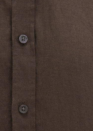 Mavi Kahverengi Keten Gömlek Slim Fit / Dar Kesim 0211466-87537