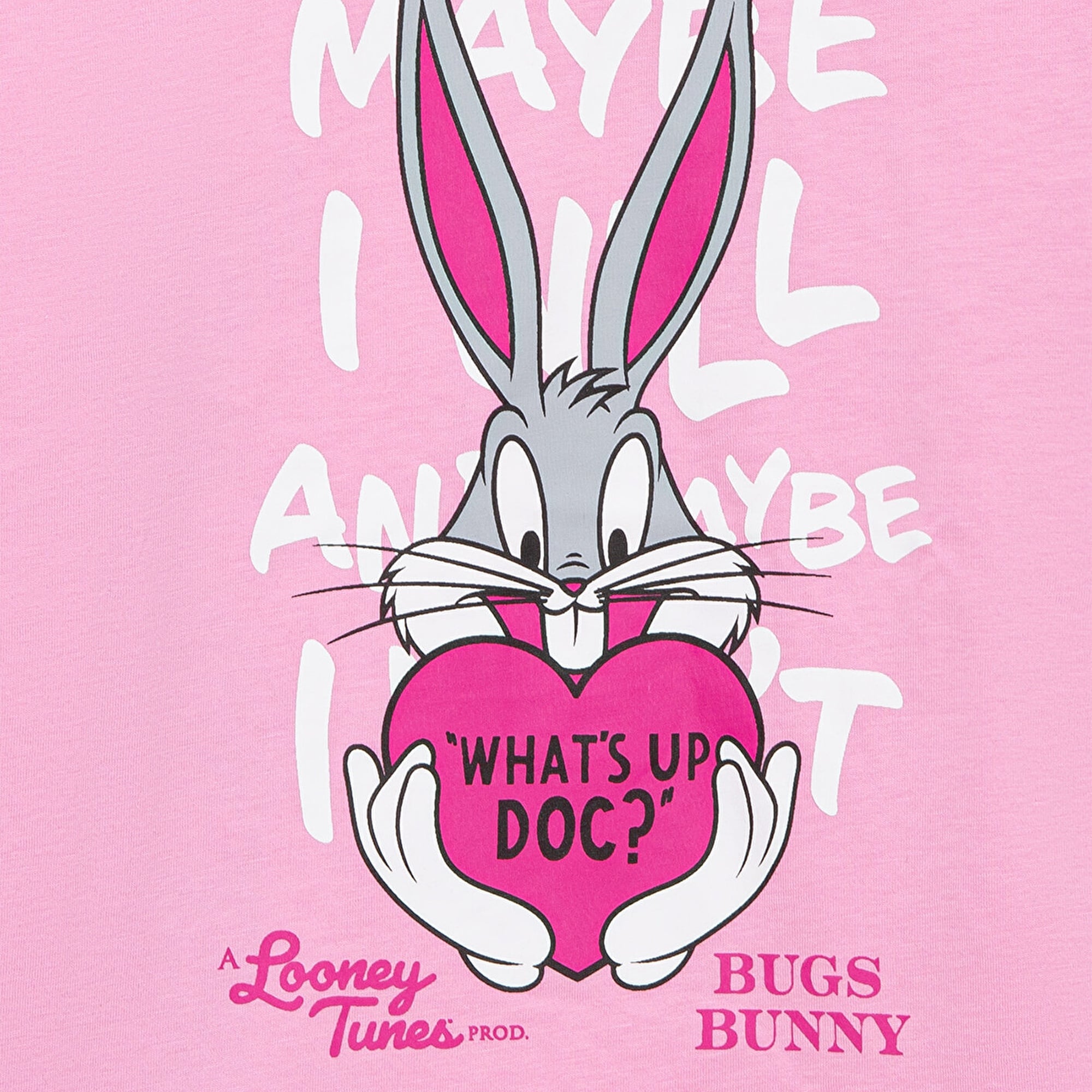 Mavi Bugs Bunny Baskılı Pembe Tişört Loose Fit / Bol Rahat Kesim 7610303-71038