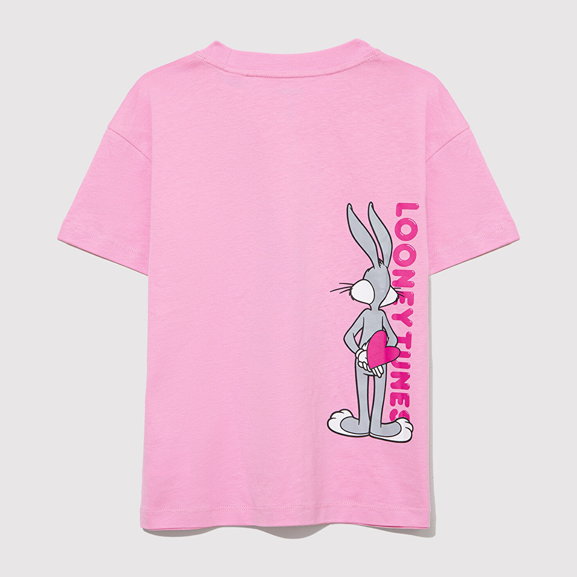 Mavi Bugs Bunny Baskılı Pembe Tişört Loose Fit / Bol Rahat Kesim 7610303-71038