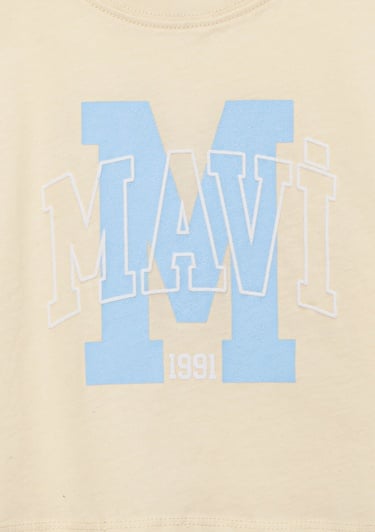  Mavi M Logo Baskılı Sarı Tişört Loose Fit / Bol Rahat Kesim 7610276-89145