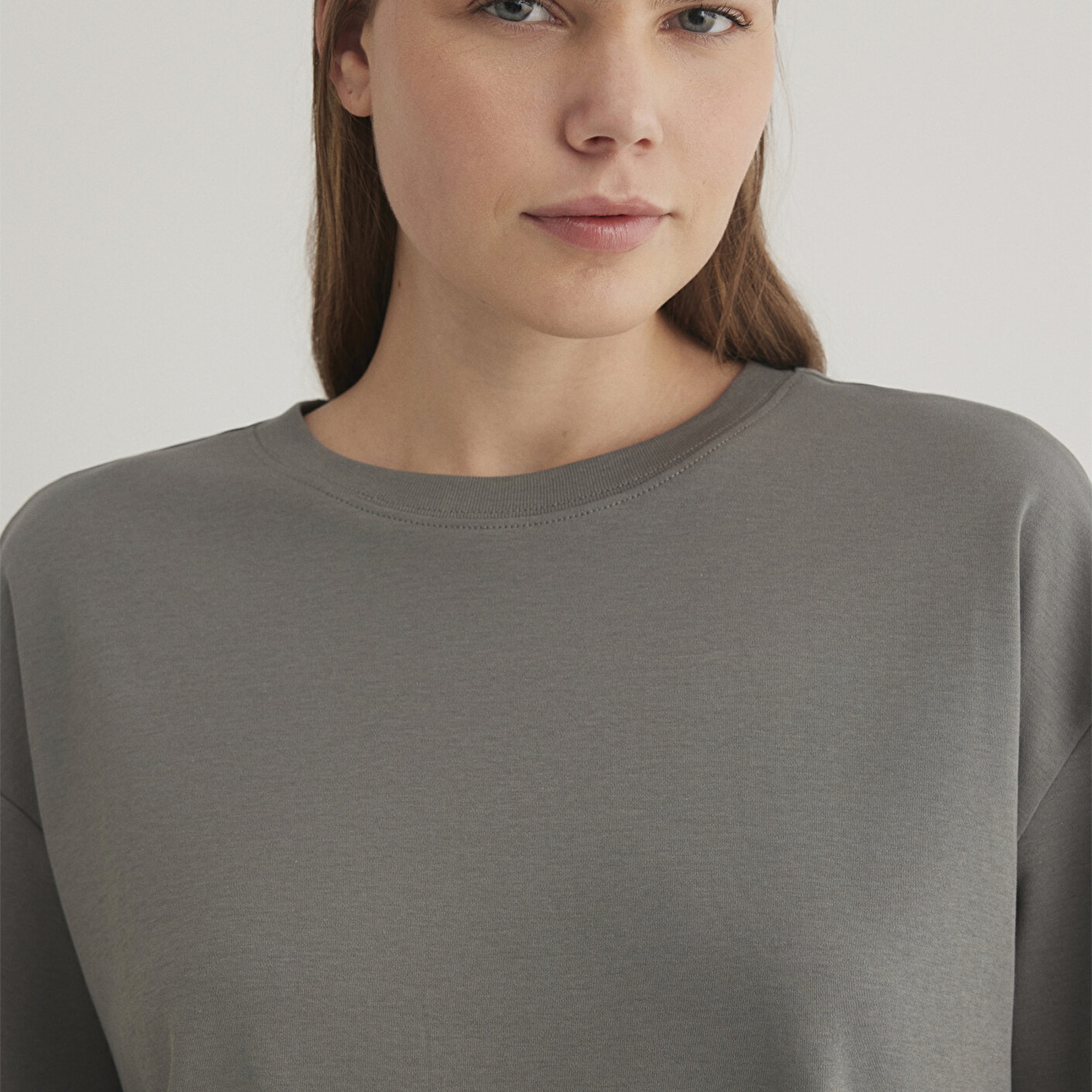 Mavi Sporty Lux Gri Tişört Loose Fit / Bol Rahat Kesim 1613035-85316