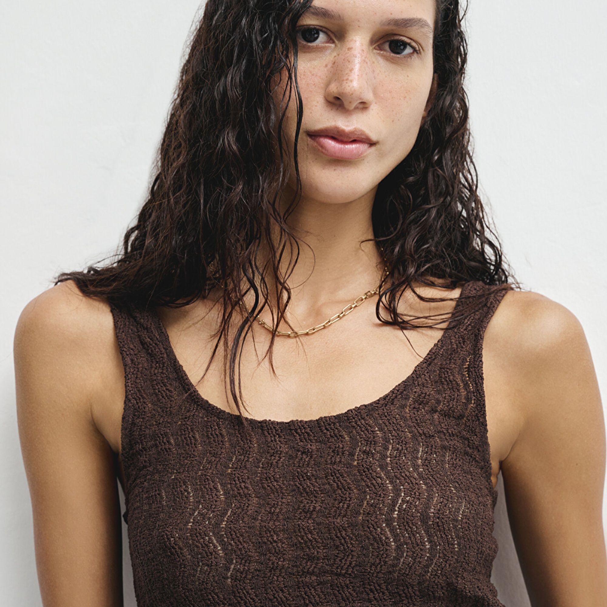 Mavi Kahverengi Örme Atlet Fitted / Vücuda Oturan Kesim 1613630-70244