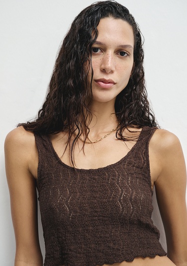  Mavi Kahverengi Örme Atlet Fitted / Vücuda Oturan Kesim 1613630-70244