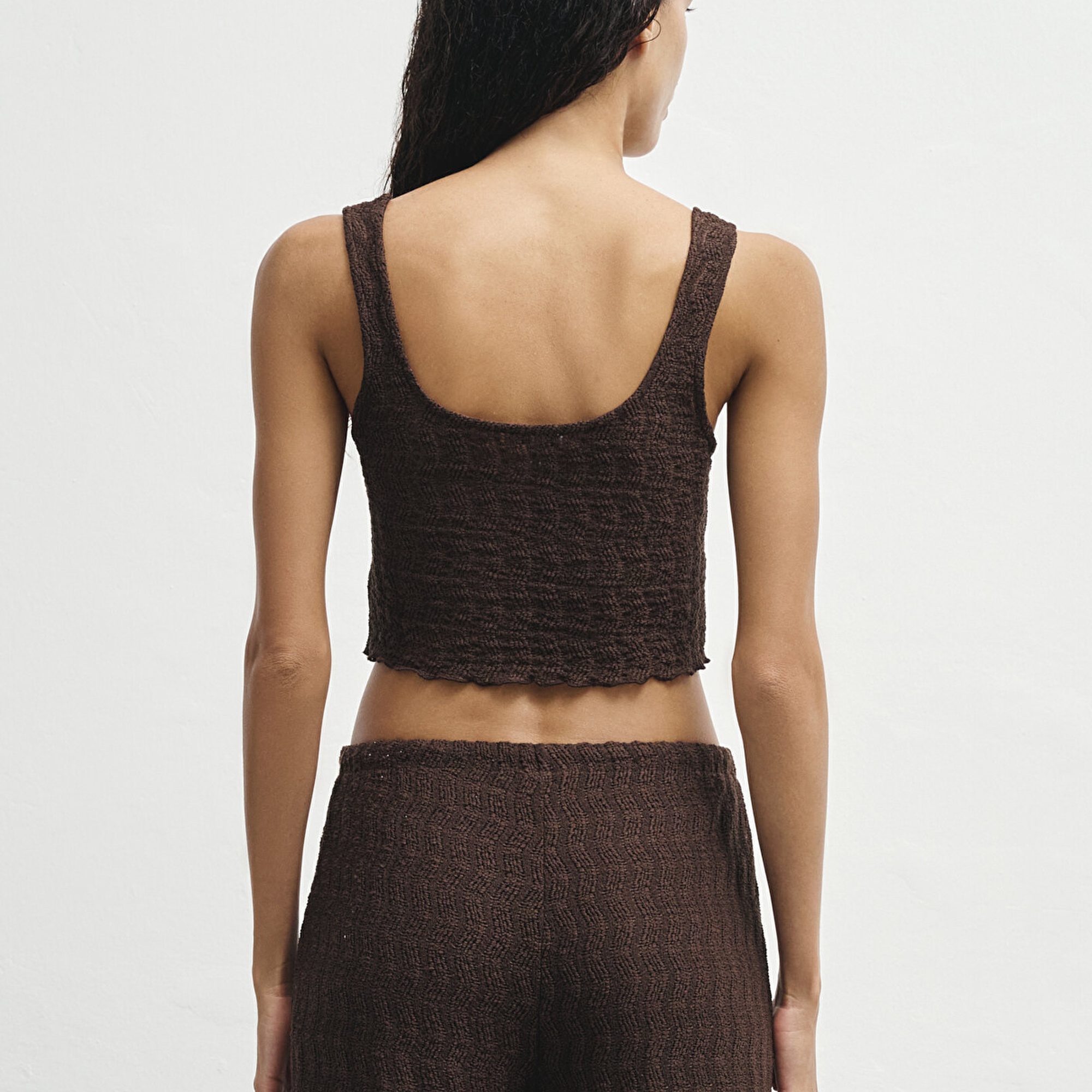 Mavi Kahverengi Örme Atlet Fitted / Vücuda Oturan Kesim 1613630-70244