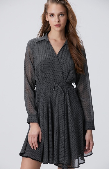  Network Kadın Siyah N Logolu Elbise