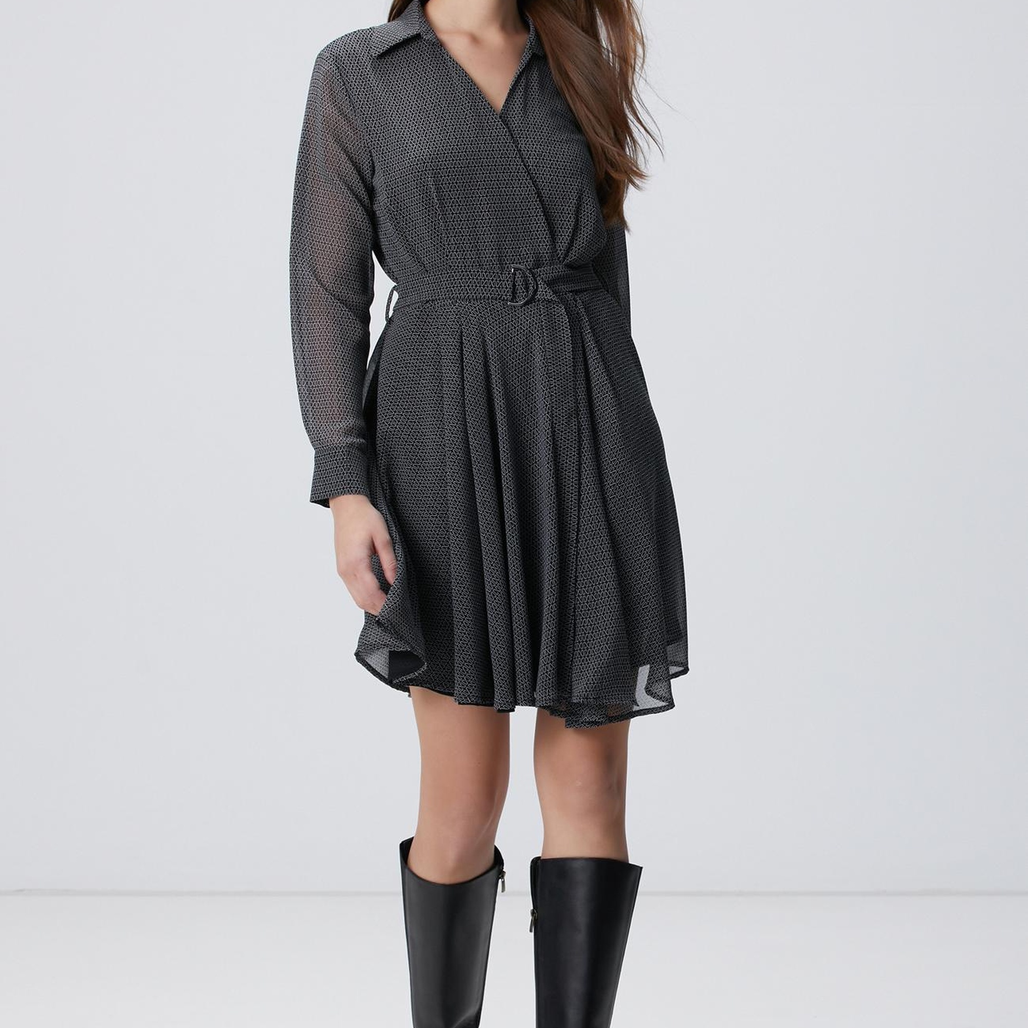 Network Kadın Siyah N Logolu Elbise