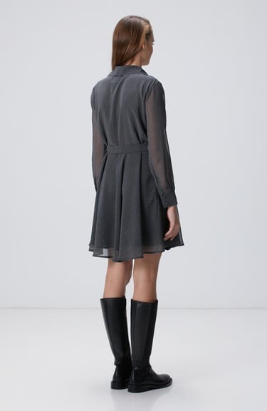  Network Kadın Siyah N Logolu Elbise