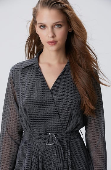  Network Kadın Siyah N Logolu Elbise