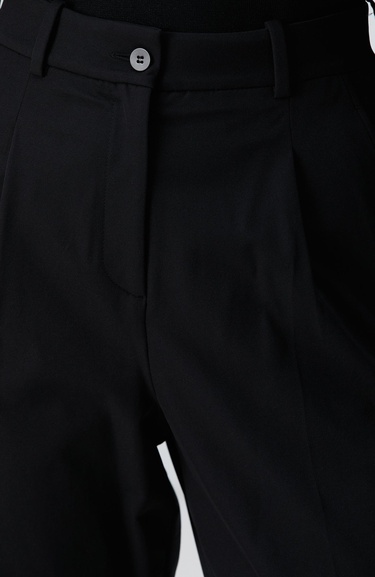  Network Kadın Siyah Geniş Paça Basic Pantolon